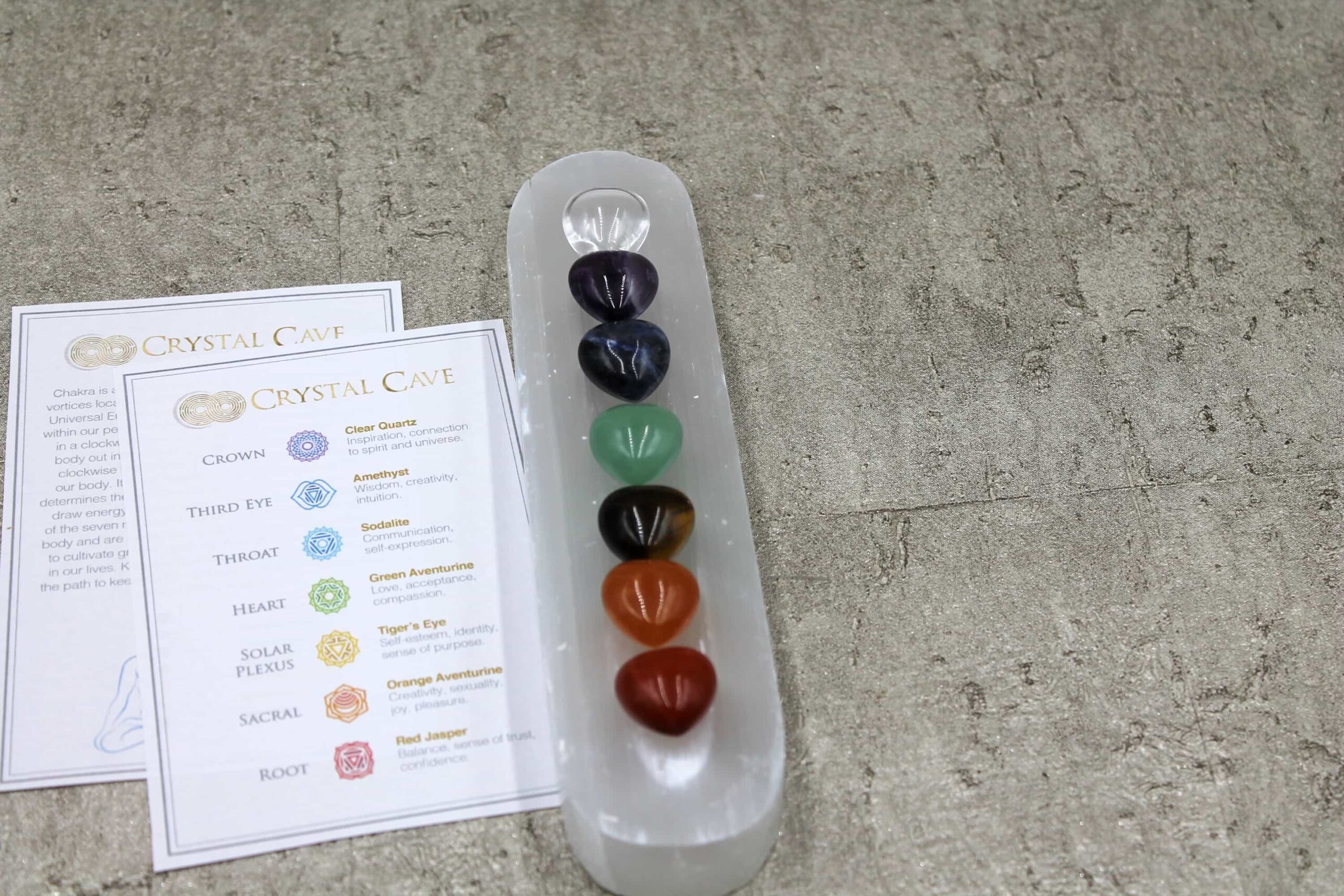 Selenite Ingot (Rounded) & Chakra Heart Set