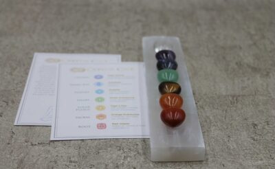 Selenite Ingot (Squared) & Chakra Heart Set