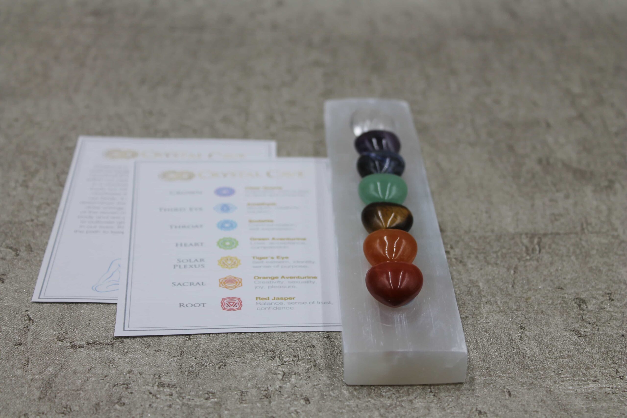 Selenite Ingot (Squared) & Chakra Heart Set