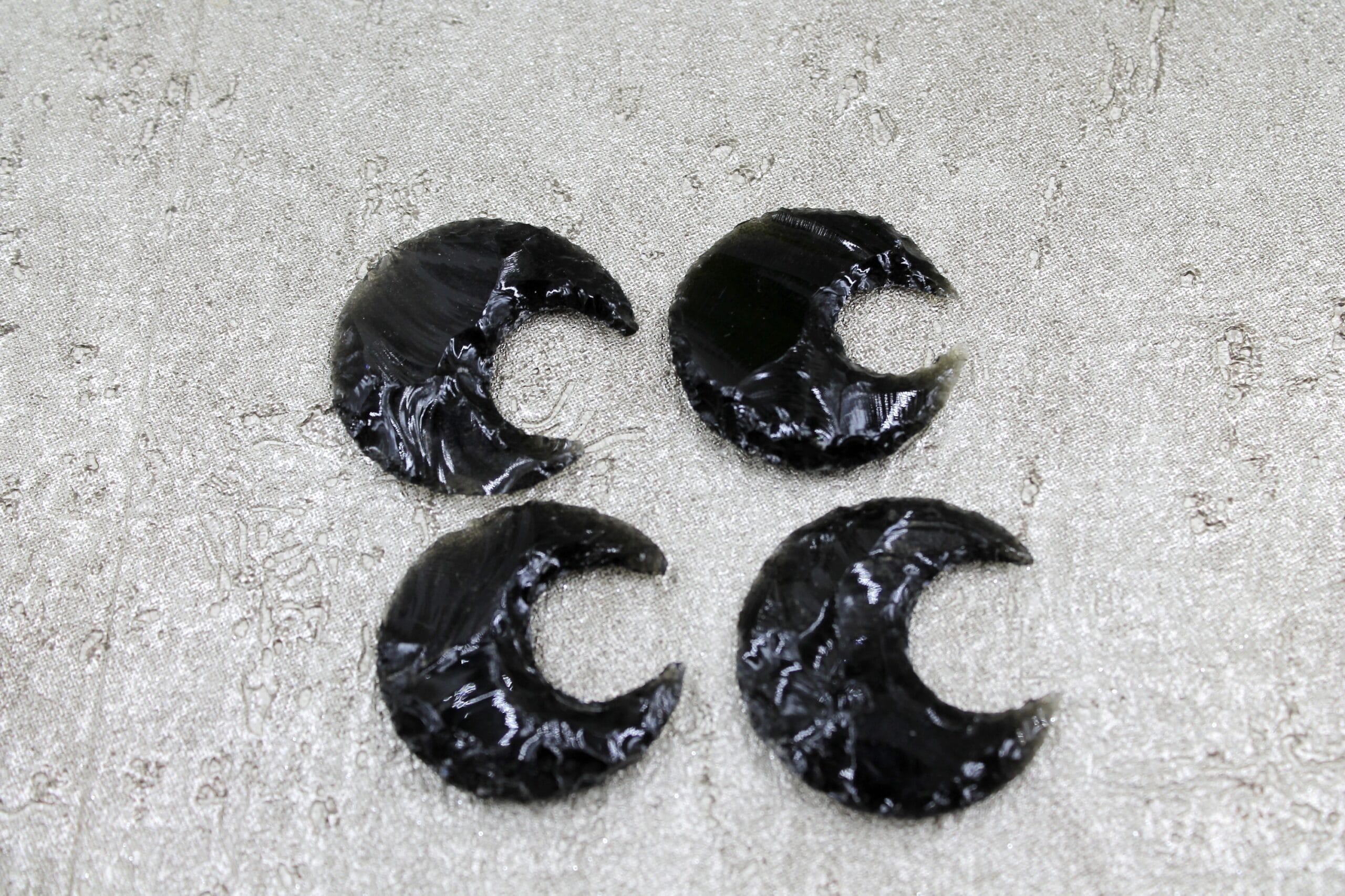 Black Obsidian Crescent Moon Healing Crystal - MEDIUM