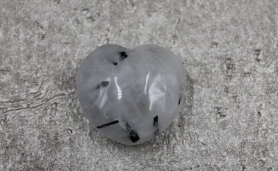 Black Tourmaline in Quartz Heart (MEDIUM) Healing Crystal - 55g 45MM