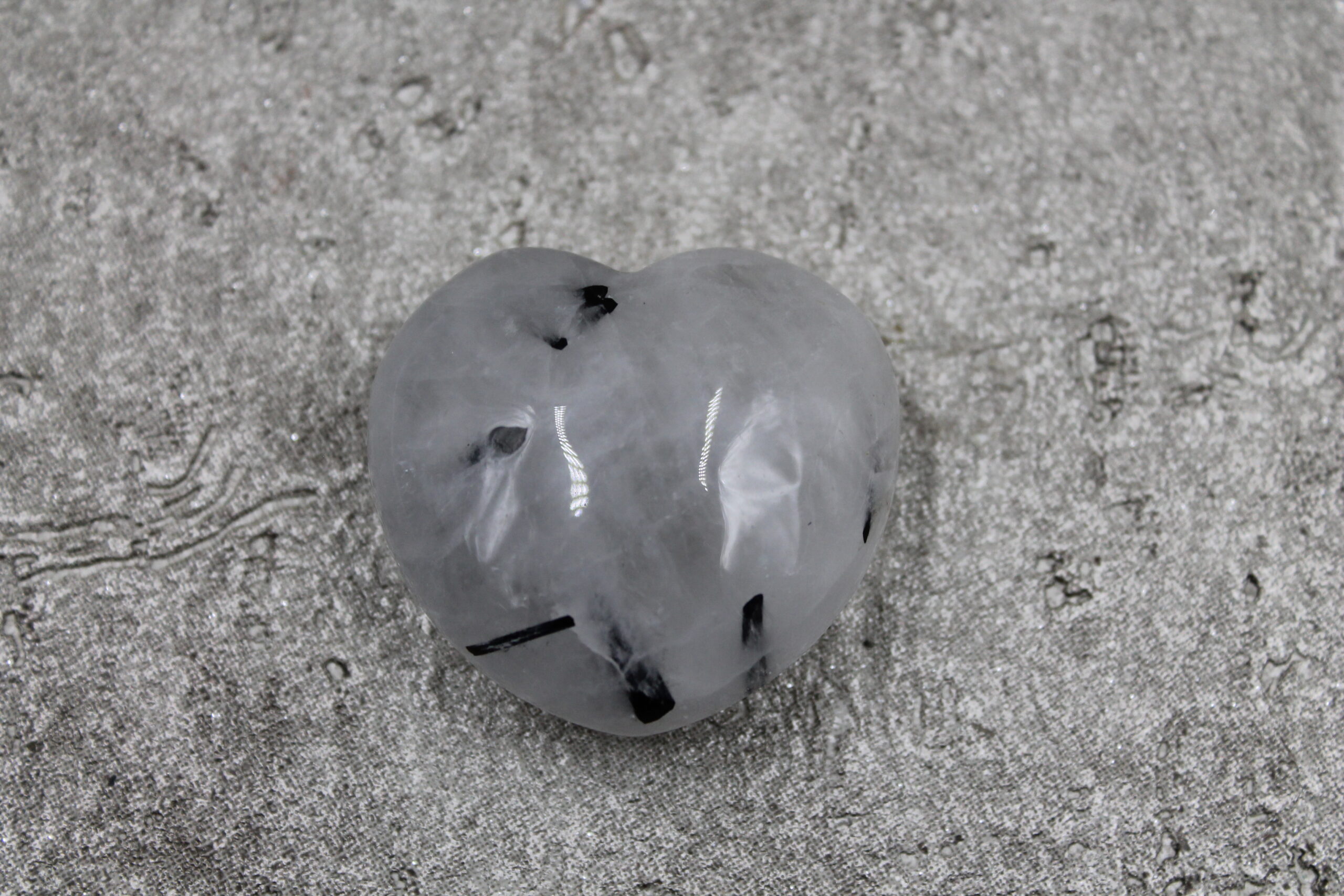 Black Tourmaline in Quartz Heart (MEDIUM) Healing Crystal - 55g 45MM